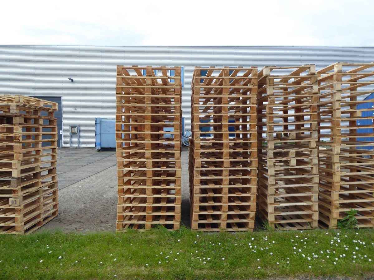 Palletised cargo prepared for loading